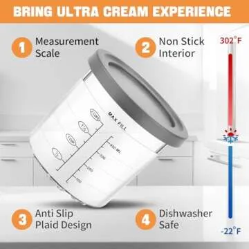 Containers Replacement for Ice Cream Maker - 4 Pack 16oz Pints and Lids, Upgraded Design with Measurement Scale, Dishwasher Safe, Pints Containers with Lids