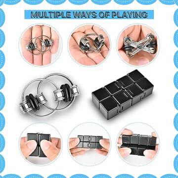 Dr.Kbder 5Pcs Fidget Toys Adults Set, Autism Sensory Pack with figette Cube Magnetic Rings Pad ADHD ...