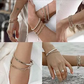 Trendy AOZEL Silver Bracelets for Women - Non Tarnish Jewelry