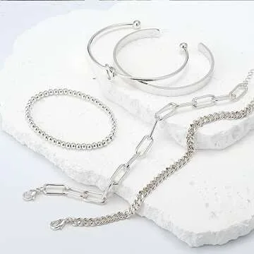 Trendy AOZEL Silver Bracelets for Women - Non Tarnish Jewelry