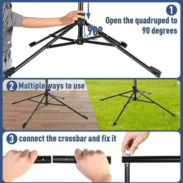 New Upgrade Four-Legged Backdrop Stand 6.5x10ft,IFKDNR Photo Backdrop Stand for Parties,Back Drop Adjustable Stand Kit with 4 Crossbars Backdrop Clamps and Carrying Bag for Parties Wedding Decoration