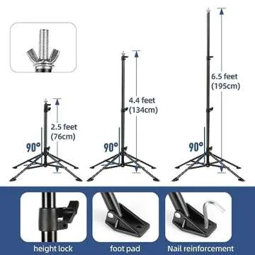 New Upgrade Four-Legged Backdrop Stand 6.5x10ft,IFKDNR Photo Backdrop Stand for Parties,Back Drop Adjustable Stand Kit with 4 Crossbars Backdrop Clamps and Carrying Bag for Parties Wedding Decoration