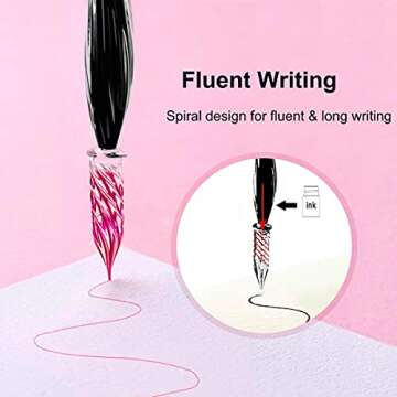 ESSSHOP Glass Dipped Pen Calligraphy Set - 7 Colorful Inks with Fluorescent & Invisible Ink Dip Pen Kit for Writing Signing Drawing Calligraphy Decoration Christmas Day Gifts for Kids