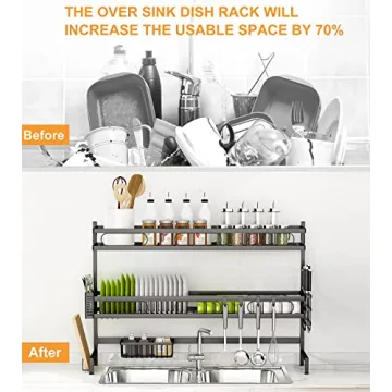 3 Tier Over The Sink Dish Drying Rack with Utensil Holder