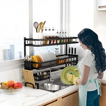 3 Tier Over The Sink Dish Drying Rack with Utensil Holder