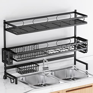 3 Tier Over The Sink Dish Drying Rack with Utensil Holder