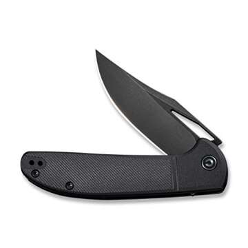 CIVIVI Ortis Flipper Pocket Knife, 3.25" Black Stonewashed 9CR18MOV Blade Liner Lock Knife For EDC C2013D (Double Black)