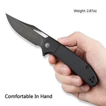 CIVIVI Ortis Flipper Pocket Knife, 3.25" Black Stonewashed 9CR18MOV Blade Liner Lock Knife For EDC C2013D (Double Black)