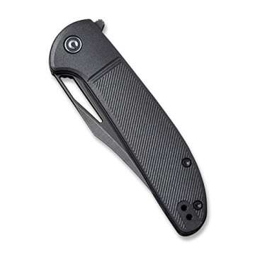 CIVIVI Ortis Flipper Pocket Knife, 3.25" Black Stonewashed 9CR18MOV Blade Liner Lock Knife For EDC C2013D (Double Black)
