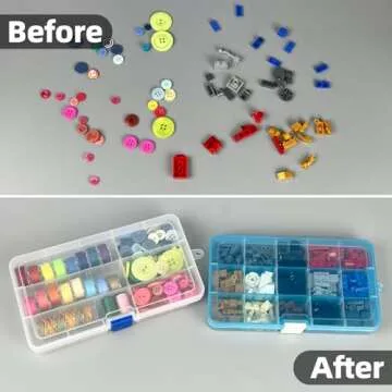 DUOFIRE Plastic Organizer Container Storage Box Adjustable Divider Removable Grid Compartment for Jewelry Beads Earring Container Tool Fishing Hook Small Accessories（15 grids，White x 4）