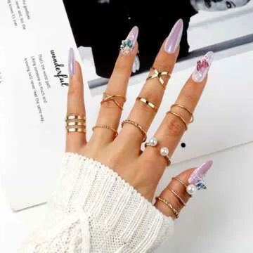 ONESING 18-25 Pcs Knuckle Rings for Women Stackable Rings Sets Vintage Joint Finger Rings Gold Rings Set for Women Men Hollow Carved Flowers Crystal Rings