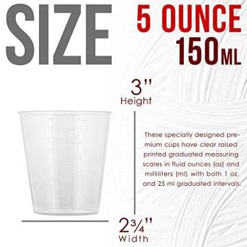 Pouring Masters 5 Ounce Measuring Cups & Mixing Sticks - 50 Pack