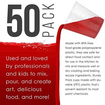 Pouring Masters 5 Ounce Measuring Cups & Mixing Sticks - 50 Pack