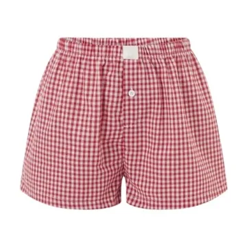 Pivanzore Y2k Plaid Shorts for Women Casual Elastic Waist