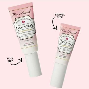 Too Faced Hangover Replenishing Face Primer | Hydrates, Boosts + Smooths Skin with Dewy Finish, Travel Size, 0.68 Ounce, Clear