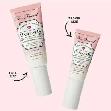 Too Faced Hangover Replenishing Face Primer | Hydrates, Boosts + Smooths Skin with Dewy Finish, Travel Size, 0.68 Ounce, Clear