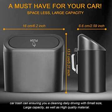 Jasilon Car Trash Can with Lid and Bags, Mini Vehicle Trash Can, Waterproof Mini Car Trash Bag Dustbin Garbage Organizer, Portable Small Garbage Can Bin Trash Container for Cars, Home, Office