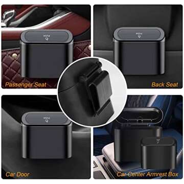 Jasilon Car Trash Can with Lid and Bags, Mini Vehicle Trash Can, Waterproof Mini Car Trash Bag Dustbin Garbage Organizer, Portable Small Garbage Can Bin Trash Container for Cars, Home, Office