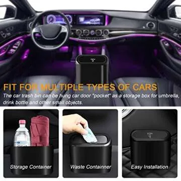 Jasilon Car Trash Can with Lid and Bags, Mini Vehicle Trash Can, Waterproof Mini Car Trash Bag Dustbin Garbage Organizer, Portable Small Garbage Can Bin Trash Container for Cars, Home, Office