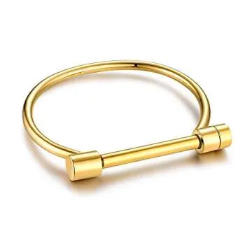 Unisex Carweilon Cuff Bracelet in Yellow Gold - Stylish Jewelry