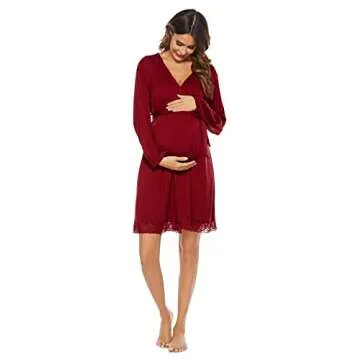 SWOMOG Women's Maternity Nursing Robe Pregnancy Hospital Breastfeeding Bathrobes 3 in 1 Labor Delivery Nightgowns