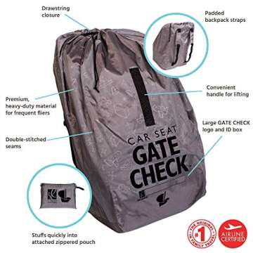 J.L. Childress DELUXE Gate Check Bag for Car Seats - Padded Backpack Straps - Fits ALL Car Seats - G...