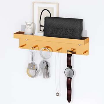 MKO Key Holder for Wall, Mail Organizer and Key Rack with Tray for Hallway, 6 Key Hooks Wall Mount A...