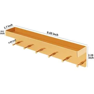 MKO Key Holder for Wall, Mail Organizer and Key Rack with Tray for Hallway, 6 Key Hooks Wall Mount Adhesive(Gold)