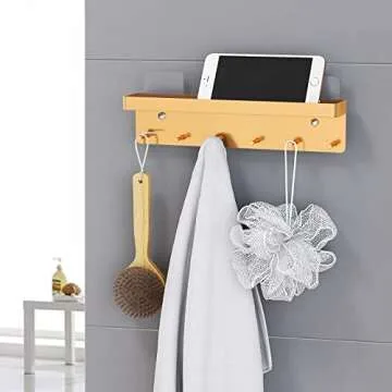 MKO Key Holder for Wall, Mail Organizer and Key Rack with Tray for Hallway, 6 Key Hooks Wall Mount Adhesive(Gold)