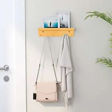 MKO Key Holder for Wall, Mail Organizer and Key Rack with Tray for Hallway, 6 Key Hooks Wall Mount Adhesive(Gold)
