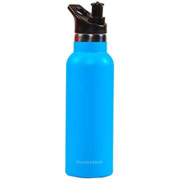 Signature Fitness Double-Wall Vacuum Insulated Stainless Steel Water Bottle, 3 Caps Included, 24 Oz,...
