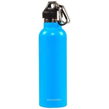 Signature Fitness Double-Wall Vacuum Insulated Stainless Steel Water Bottle, 3 Caps Included, 24 Oz, Pacific