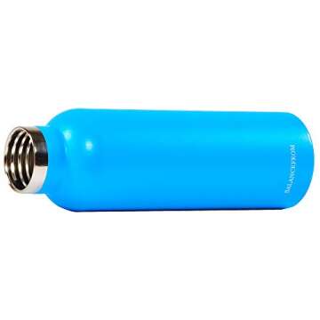 Signature Fitness Double-Wall Vacuum Insulated Stainless Steel Water Bottle, 3 Caps Included, 24 Oz, Pacific