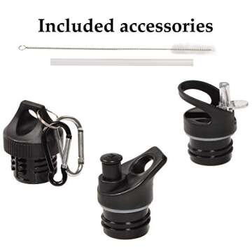 Signature Fitness Double-Wall Vacuum Insulated Stainless Steel Water Bottle, 3 Caps Included, 24 Oz, Pacific