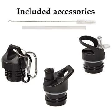 Signature Fitness Double-Wall Vacuum Insulated Stainless Steel Water Bottle, 3 Caps Included, 24 Oz, Pacific