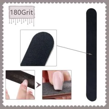 3 Pack Nail File, 100/180 Grit Professional Emery Boards Nail File Pack, Reusable Nail File for Acrylic Nails and Natural Nails, Black