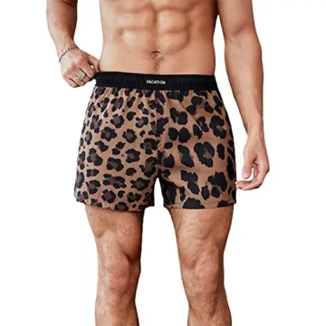 Milumia Men's Leopard Print Swim Trunks - Quick Dry Beach Shorts
