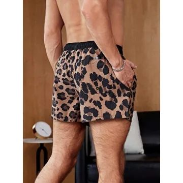 Milumia Men's Leopard Print Quick Dry Swim Trunks