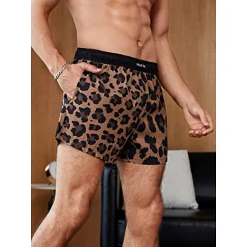 Milumia Men's Leopard Print Quick Dry Swim Trunks