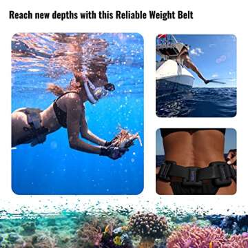 Aquatic Hunt - 50" (1.27M) Black Silicone Dive Weight Belt with 316 Stainless Steel Roller Buckle