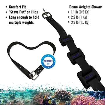 Aquatic Hunt - 50" (1.27M) Black Silicone Dive Weight Belt with 316 Stainless Steel Roller Buckle