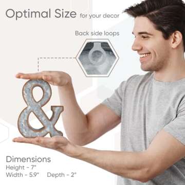 Galvanized Metal Letters for Wall Decor - 3D Letter & for Hanging or Freestanding - Unique Blend of Rustic, Vintage, Western, and Industrial Styles - Fits for Living Room, Lobby, Kitchen, Bedroom