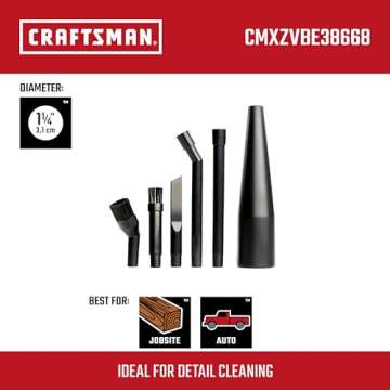 CRAFTSMAN CMXZVBE38668 1-1/4 in. 6-Piece Micro-Cleaning Wet Dry Vac Attachment Kit, Industrial-Grade...