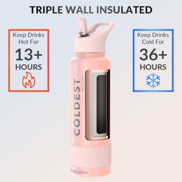 Coldest Sports Water Bottle with Straw Lid Vacuum Insulated Stainless Steel Metal Thermos Bottles Reusable Leak Proof Flask for Sports Gym (40 oz, Forever Pink Glitter)