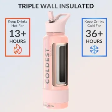 Coldest Sports Water Bottle with Straw Lid Vacuum Insulated Stainless Steel Metal Thermos Bottles Reusable Leak Proof Flask for Sports Gym (40 oz, Forever Pink Glitter)