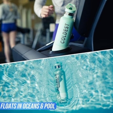 Coldest Sports Water Bottle with Straw Lid Vacuum Insulated Stainless Steel Metal Thermos Bottles Reusable Leak Proof Flask for Sports Gym (40 oz, Forever Pink Glitter)