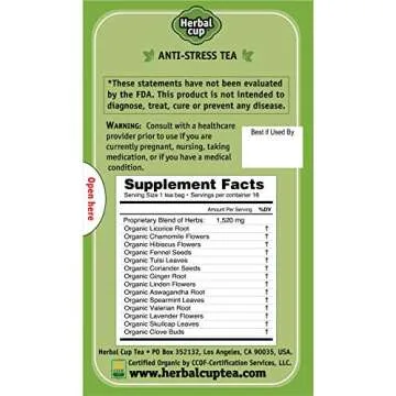 Herbal Cup Ayurveda Tea, Organic Anti-Stress, No Caffeine Herbal Supplement (Anti-Stress, 16 Count (...