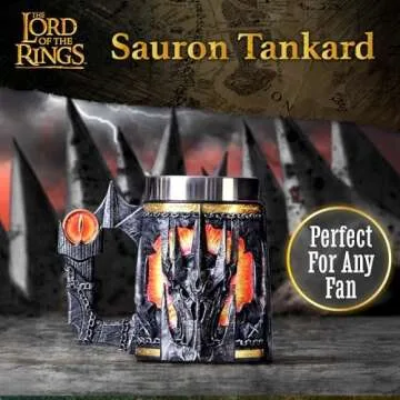 Nemesis Now Lord of the Rings Merchandise Tankard, Hand-Painted Resin Beer Mug with Removable Insert, 15.5cm - Sauron