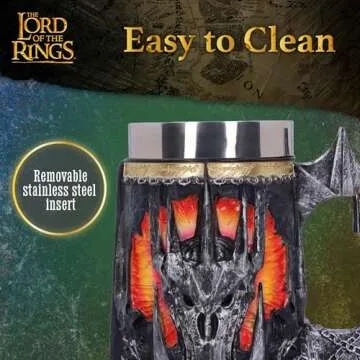 Nemesis Now Lord of the Rings Merchandise Tankard, Hand-Painted Resin Beer Mug with Removable Insert, 15.5cm - Sauron