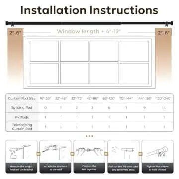 Zeerobee Curtain Rods for Windows 32 to 144, 1 Inch Heavy Duty Drapery Rods with Adjustable Length, Outdoor Modern Curtain Pole with Simple End Caps, 32"-144", Brushed Gold